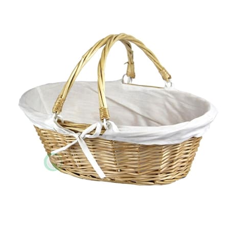 Oval Willow Basket With Double Drop Down Handles - White Fabrice
